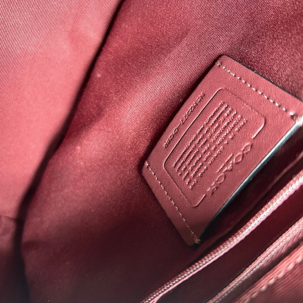 Coach Rowan Satchel Burgundy Signature Canvas Leather Bag Excellent - Picture 6 of 10